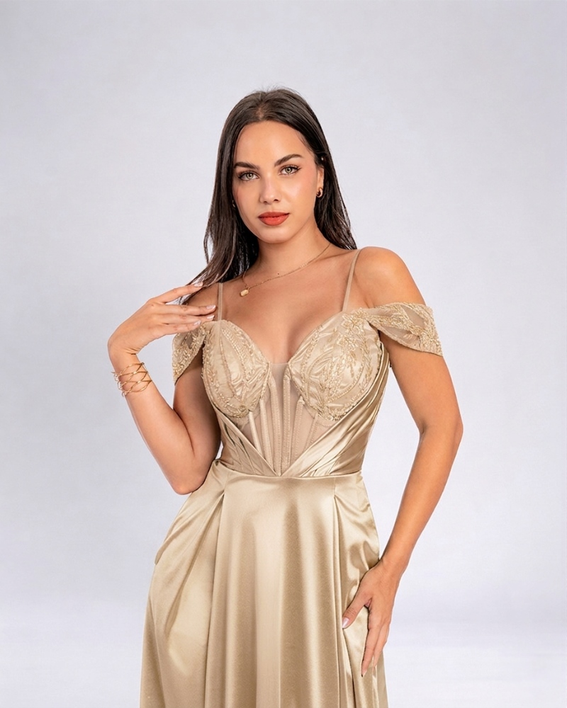 Vestido Orquidea – Colección Antonella – Beige