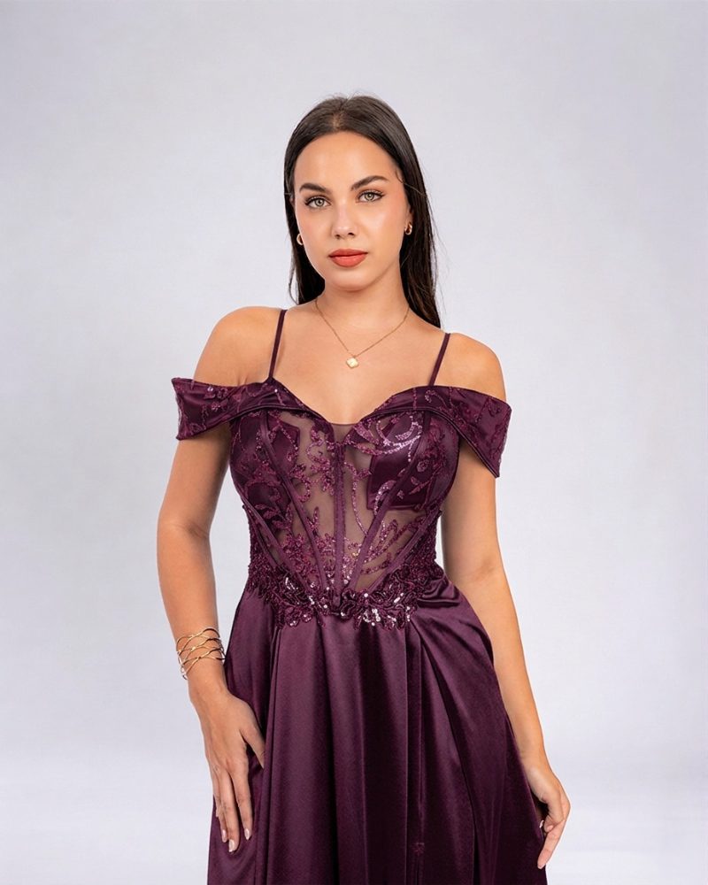 Vestido Rouse – Colección Antonella – Guinda