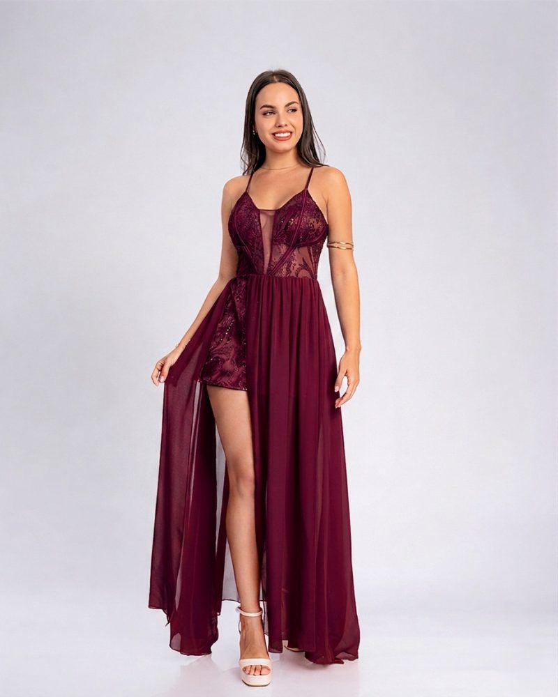 Vestido Silvana – Colección Antonella – Guinda