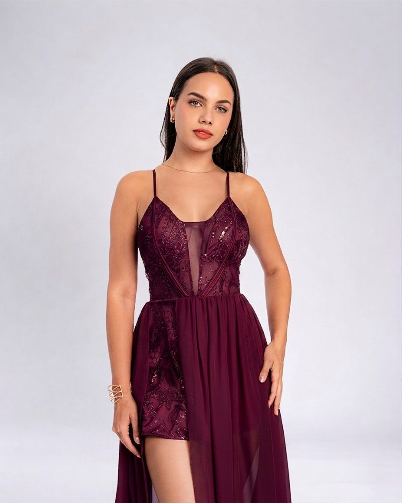 Vestido Silvana – Colección Antonella – Guinda