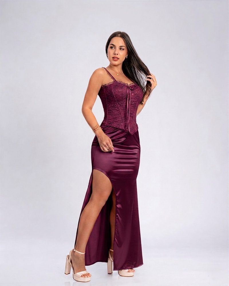 Vestido Luna – Colección Antonella – Guinda